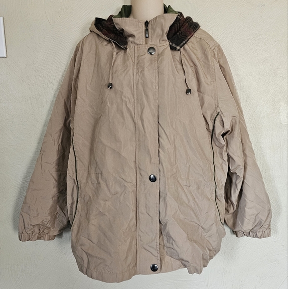 Vintage Blair Khaki Jacket With Removable Wool Interior Size Womens Large Petite - Picture 1 of 15